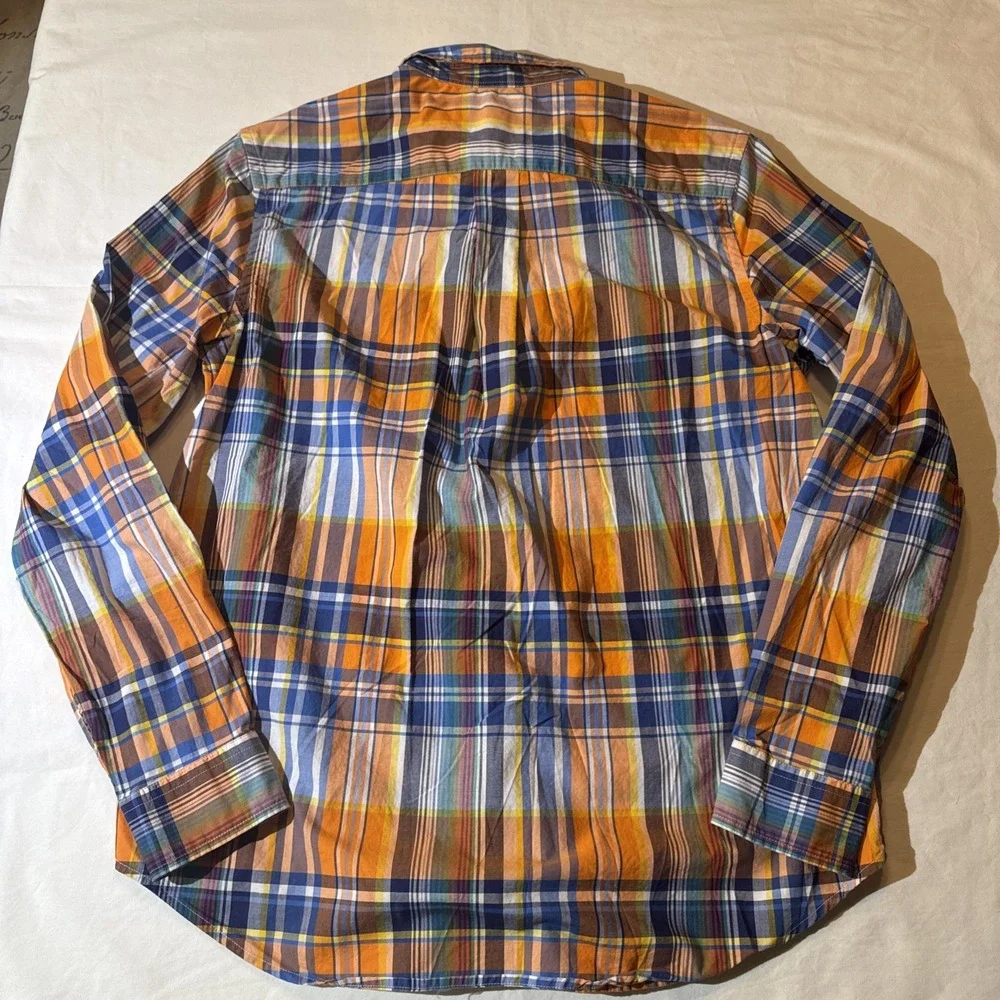 Ralph Lauren Boys Shirt Lot L 14-16 White SS & XL 18-20 Plaid Blue Orange LS